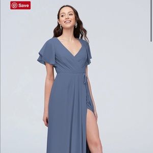 David’s Bridal Blue Steel Bridesmaids Dress SIZE 4